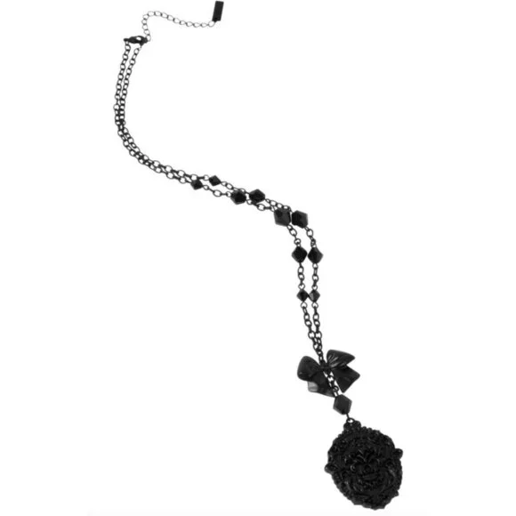 Killstar ✦ Madame Morte Coffin Necklace ✦ Skull Rose Filigree Pendant Black - Picture 2 of 4